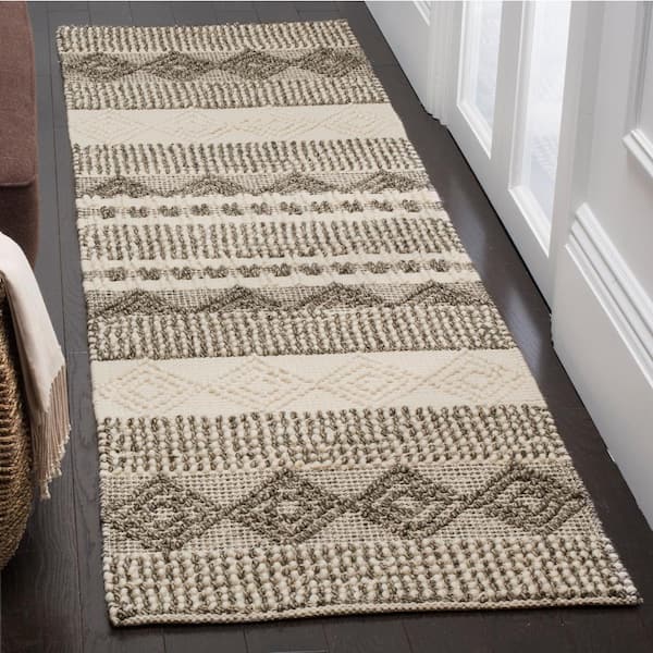 Natura Gray/Ivory 2 ft. x 10 ft. Geometric Runner Rug