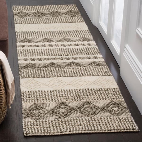 Natura Gray/Ivory 2 ft. x 22 ft. Geometric Runner Rug