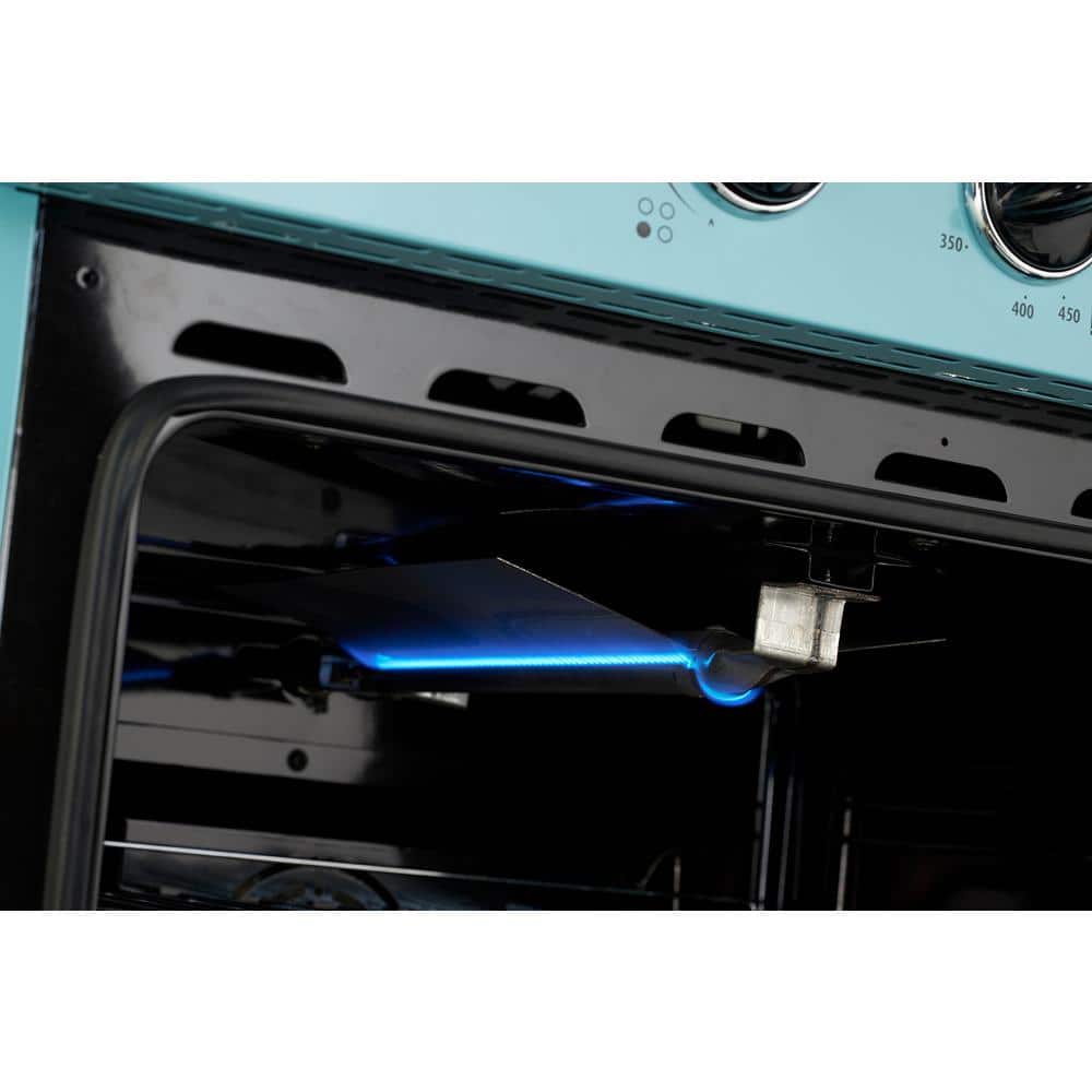 Ocean Mist Turquoise 30" Retro Freestanding Gas Range with Convection Oven