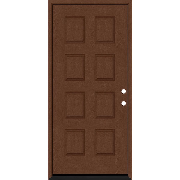 Steves & Sons Regency 42 in. x 96 in. 8-Panel LHIS Chestnut Stain Mahogany Fiberglass Prehung Front Door