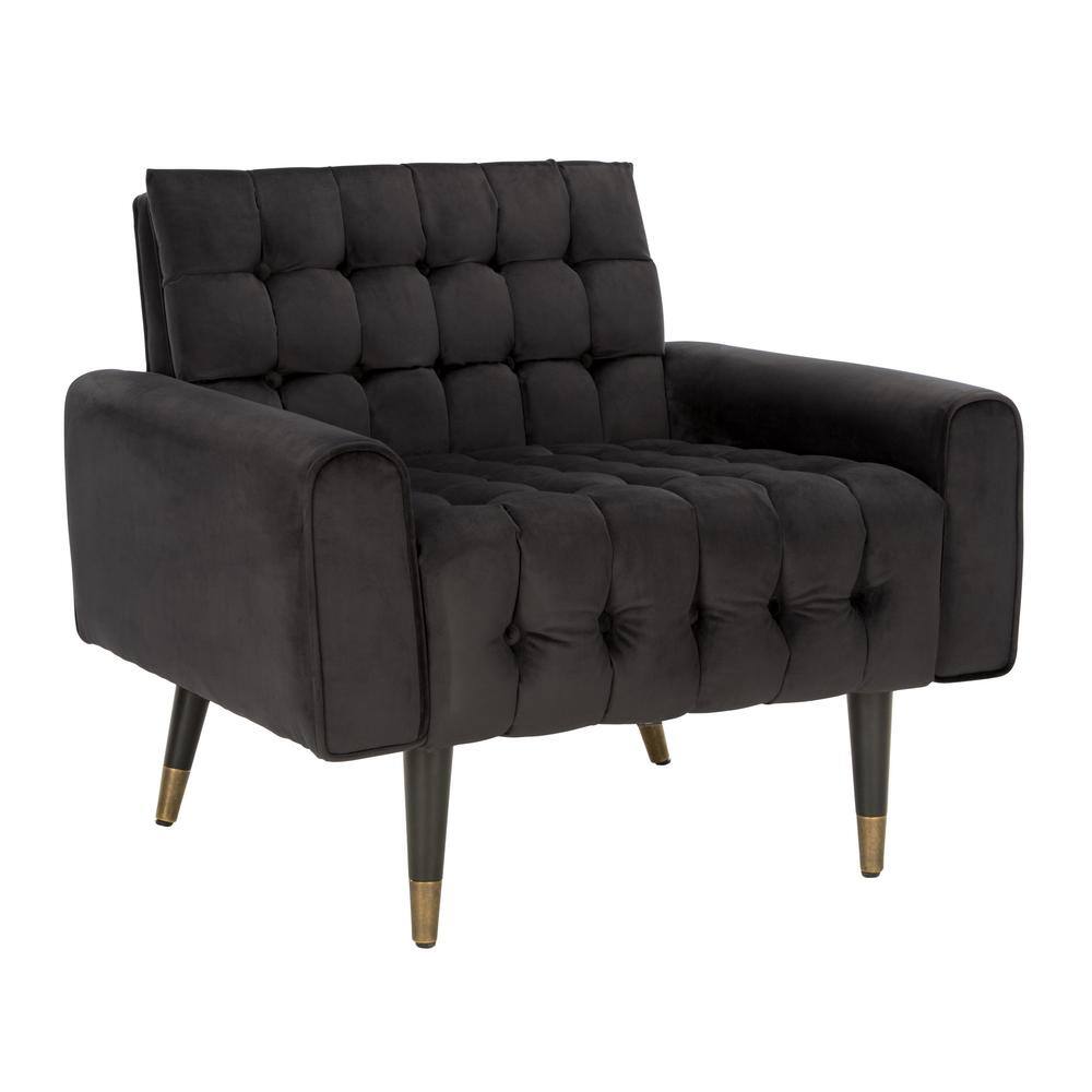 Shale Velvet Lawson Accent Chair with Black Wood Legs