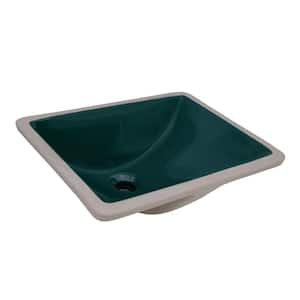 Krona 18 in. x 13 in . Rounded Corners Undermount Bathroom Sink in Emerald Green Rectangular Porcelain Ceramic