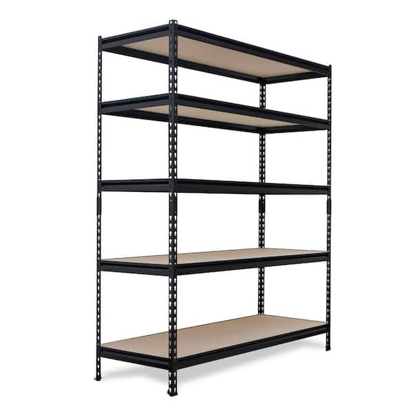 Pro Series 5-Tier Steel Garage Storage Shelving Unit in Matte Black with HDF Racks (48 in. W x 72 in. H x 24 in. D)