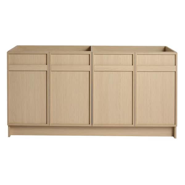 Ambra 58.69 in. W x 19. 5in. D x 31.13 in. H Freestanding Bath Vanity Cabinet without Top in Dune Oak Unassembled