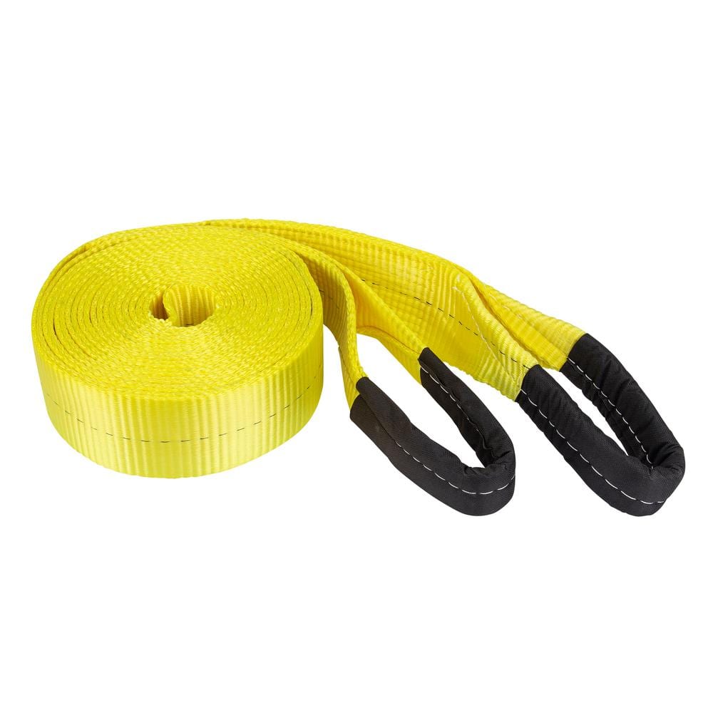 SmartStraps 30 ft. 7,500 lb. Working Load Limit Yellow Recovery Tow Rope  Strap with Loop Ends 832 - The Home Depot