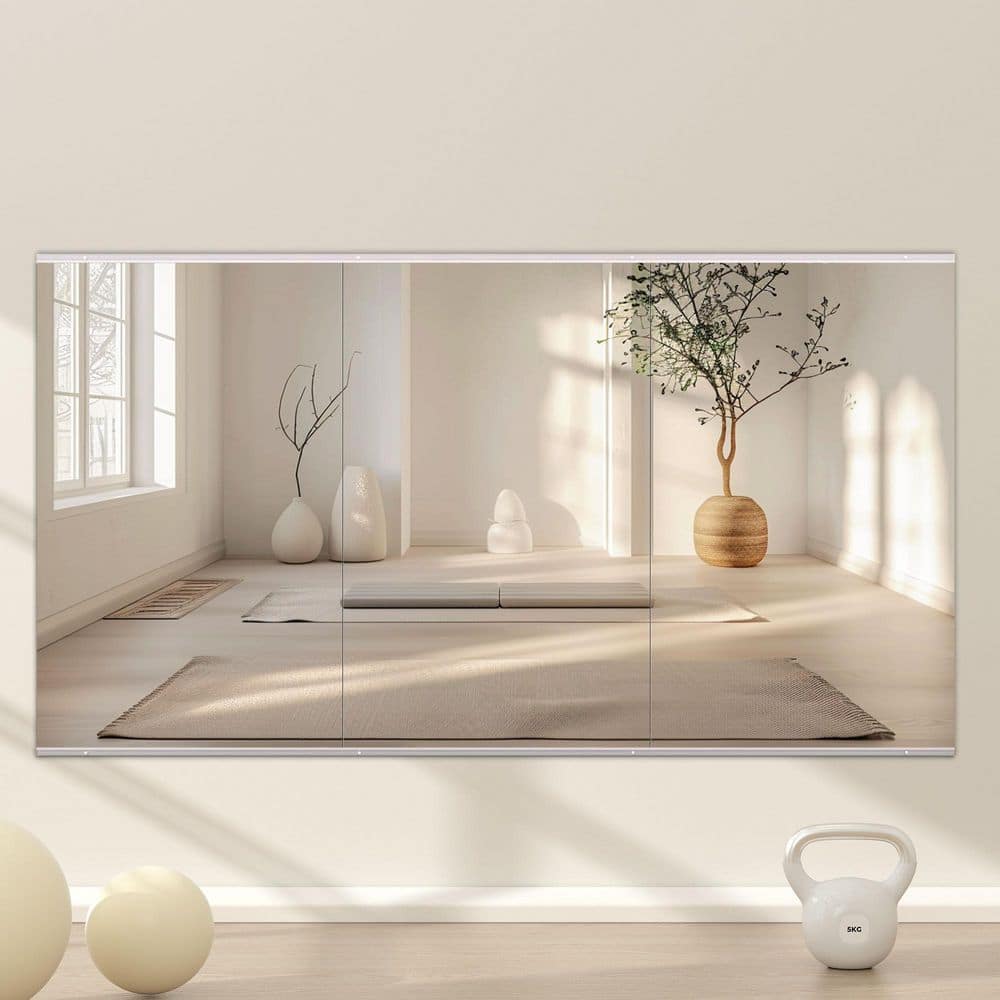 48 in. W x 28 in. H 3 pieces Rectangle Frameless Tempered Glass Full Length Wall Mirror Dance Studio Gym Yoga Mirror price history on PriceWatchPro
