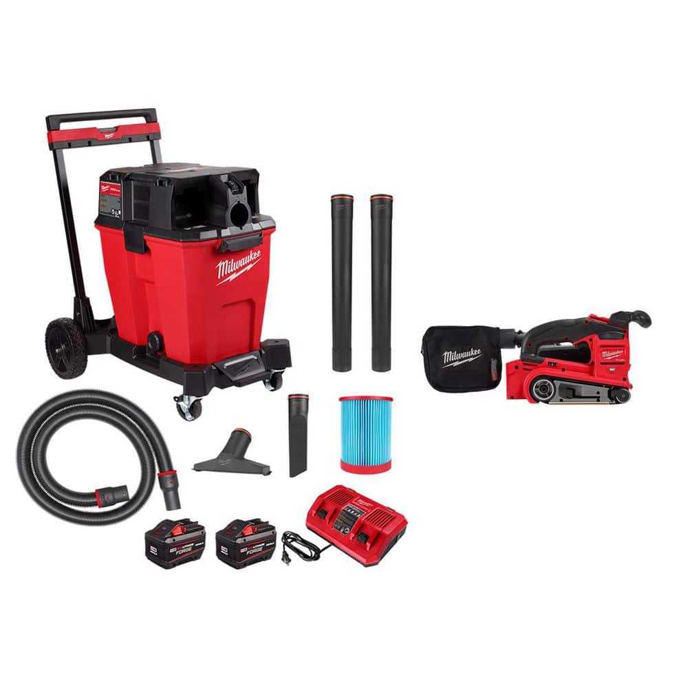 M18 FUEL 12 Gal. Cordless DUAL-BATTERY Wet/Dry Shop Vacuum Kit with M18 FUEL Cordless Belt Sander price history on PriceWatchPro
