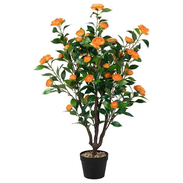 Unbranded 3.3 ft. Green and Yellow Artificial Camellia Tree for Indoor and Outdoor