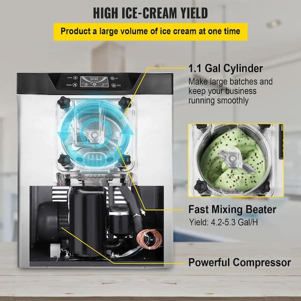 Commercial Ice Cream Machine 1400-Watt 20/5.3 GPH One Flavors Hard Ser
