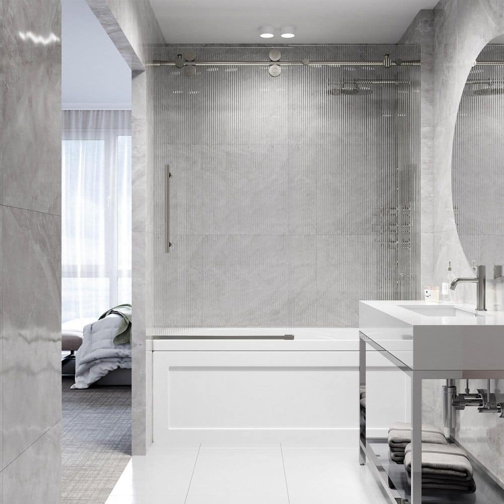 Elan 56-60" Frameless Sliding Tub Door with Fluted Glass