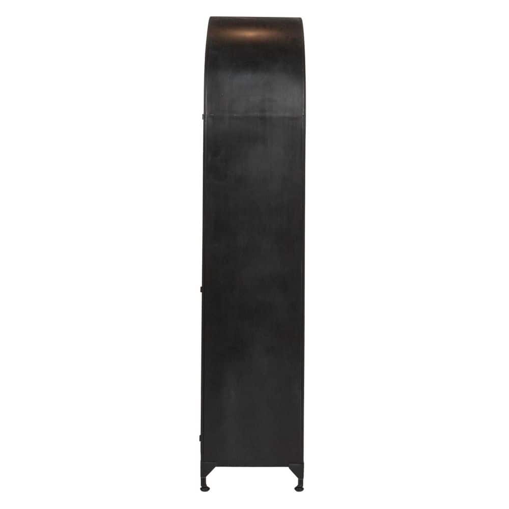 Arched Black Iron and Glass Office Storage Cabinet
