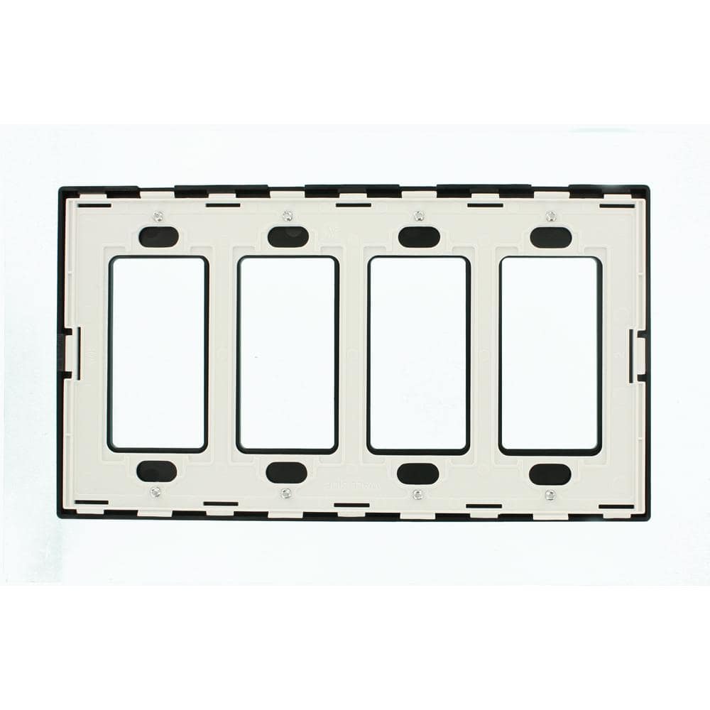 Black Thermoplastic Nylon 4-Gang Screwless Wall Plate