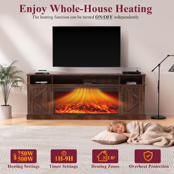 xbrigh 85 in. Freestanding MDF Smart Electric Fireplace TV Stand