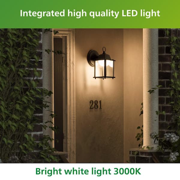 Coach Outdoor Black Small Square Hardwired Wall Light Sconce with Integrated LED Bright White 3000K (2-Pack)