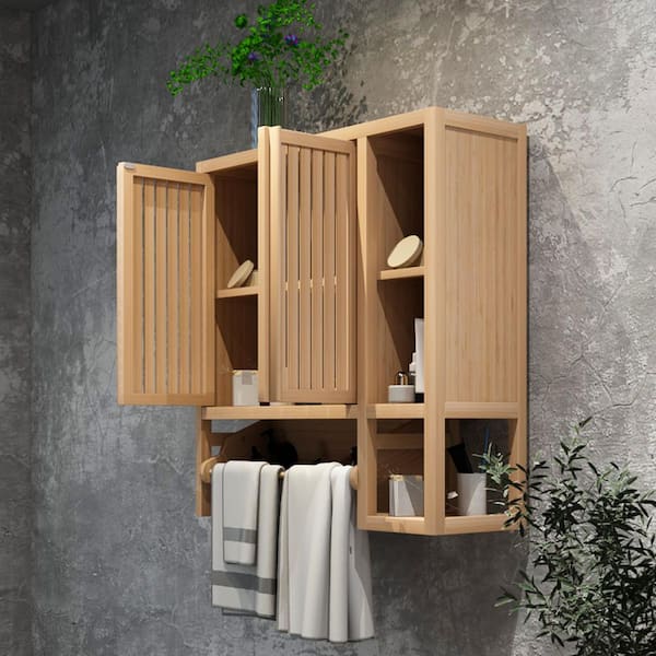 27.56 in. W x 9.84 in. D Nature Bamboo Decorative Wall Shelf