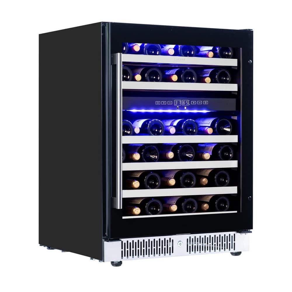 24 in. Dual Zone 46 Bottles Wine Cooler Refrigerator in Black with Lock and Removable Shelves, Built-in/Freestanding price history on PriceWatchPro