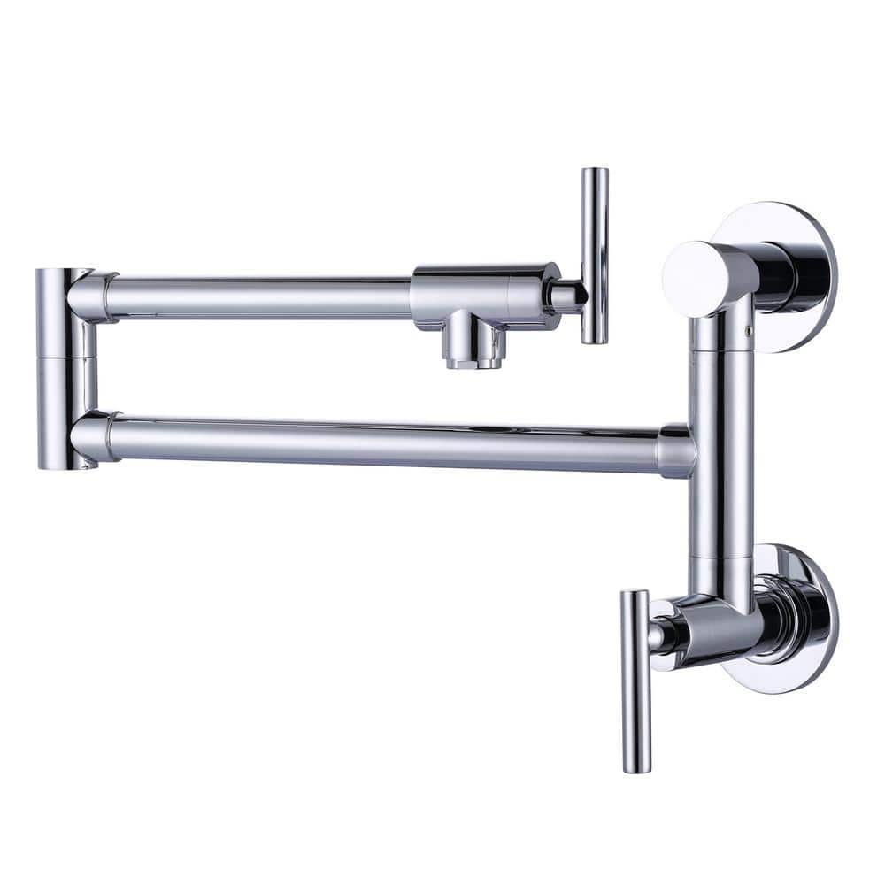 Brass Wall Mounted Pot Filler with control Double Joint Swing Arm in Polished Chrome price history on PriceWatchPro