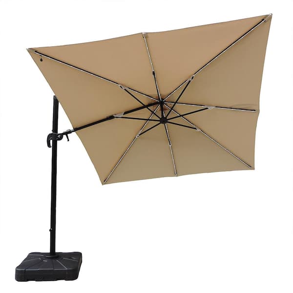 Santorini II Fiesta 10 ft. Square Cantilever Patio Umbrella in Beige Sunbrella Acrylic