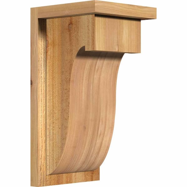 Ekena Millwork 8 in. x 8 in. x 16 in. Western Red Cedar Del Monte Rough Sawn Corbel with Backplate