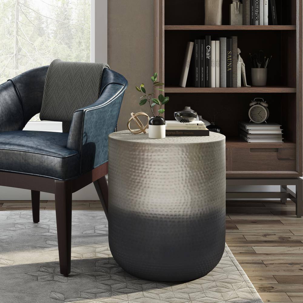 Nova Silver Ombre Round Metal Side Table