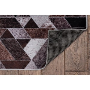 5 ft. x 7 ft. Brown and Beige Laredo Lockhart Patchwork Faux Cowhide Area Rug