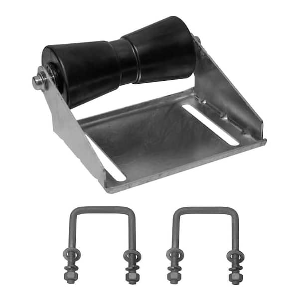 Boat Trailer Keel Roller and Bracket Kit for 3 x 3 Cross Members-8 in. Rubber Roller, Black