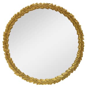 17 in. x 17 in. Guilded Round Leaf Patterned Antique Gold Finish Frame