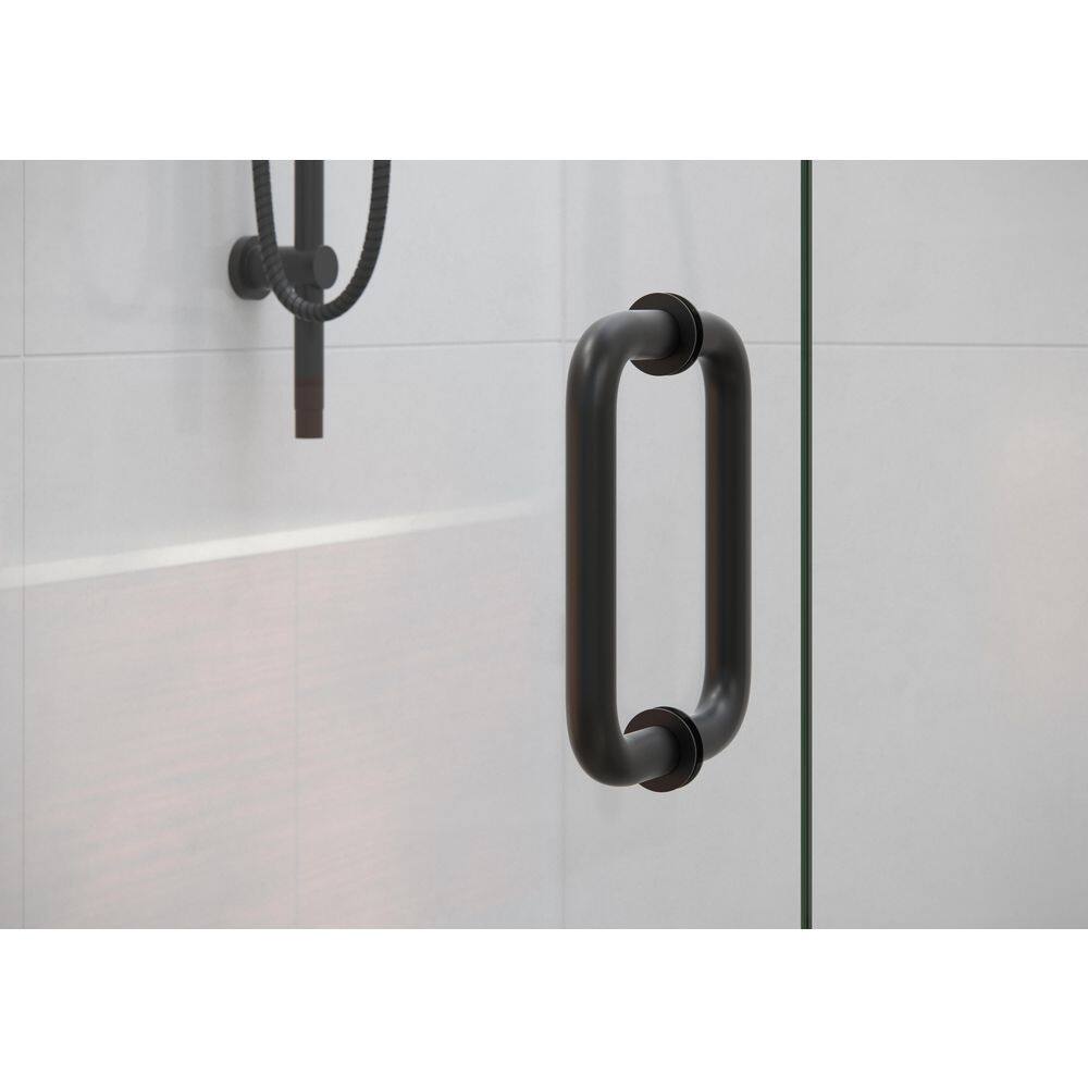 Matte Black Frameless Glass Hinged Shower Door, 78" x 28.53"
