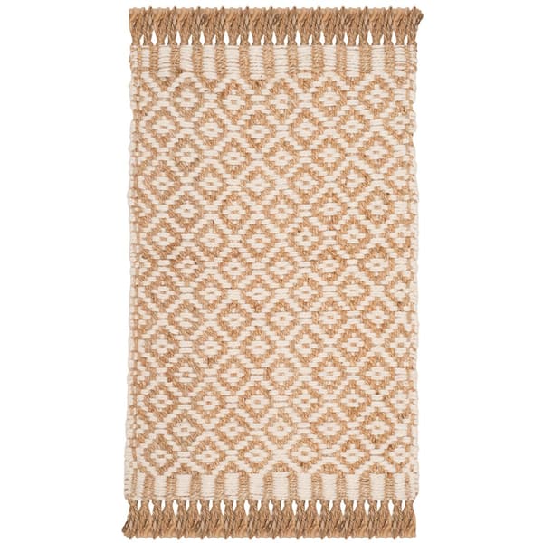 SAFAVIEH Natural Fiber Beige/Ivory Doormat 2 ft. x 4 ft. Geometric Area Rug