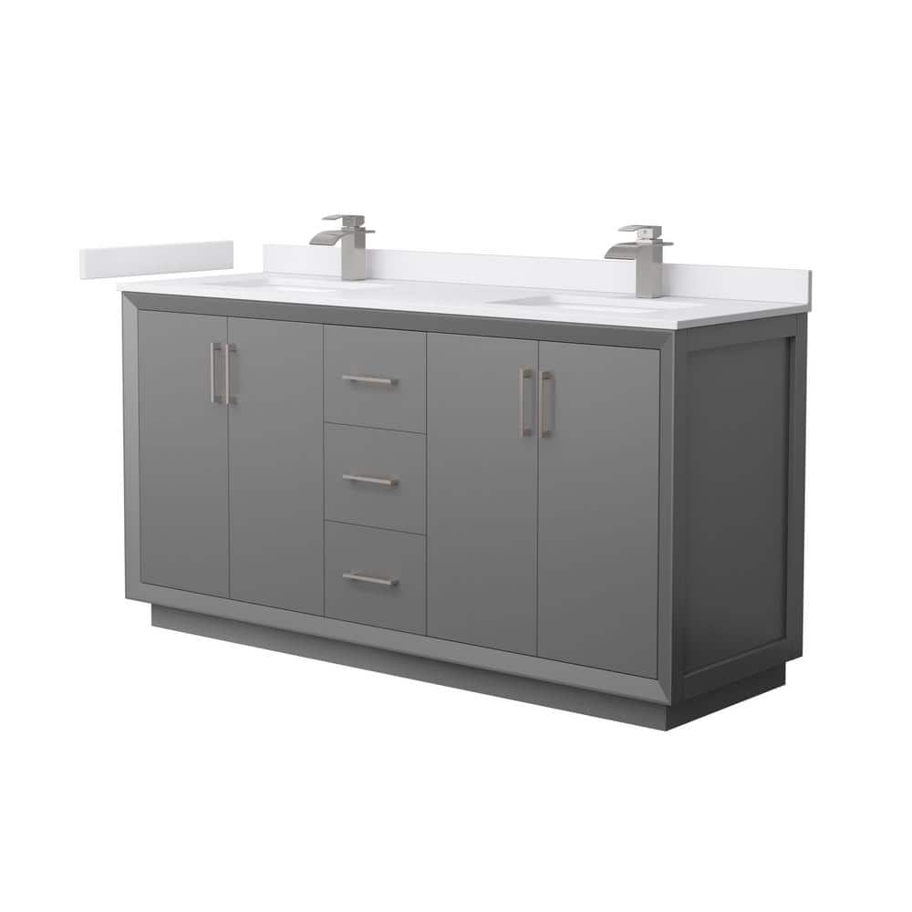 Strada 66 in. W x 22 in. D x 35 in. H Double Bath Vanity in Dark Gray with White Cultured Marble Top price history on PriceWatchPro