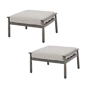 SleekLine 2-Piece Gray Metal Outdoor Patio Ottoman with Gray Cushion