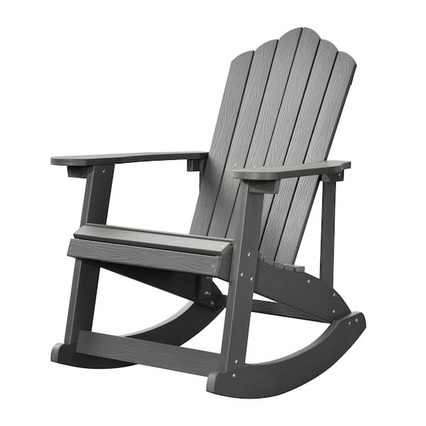 HOOOWOOO Acadia Charcoal Gray Outdoor Durable Plastic Rocking Adirondack Chair