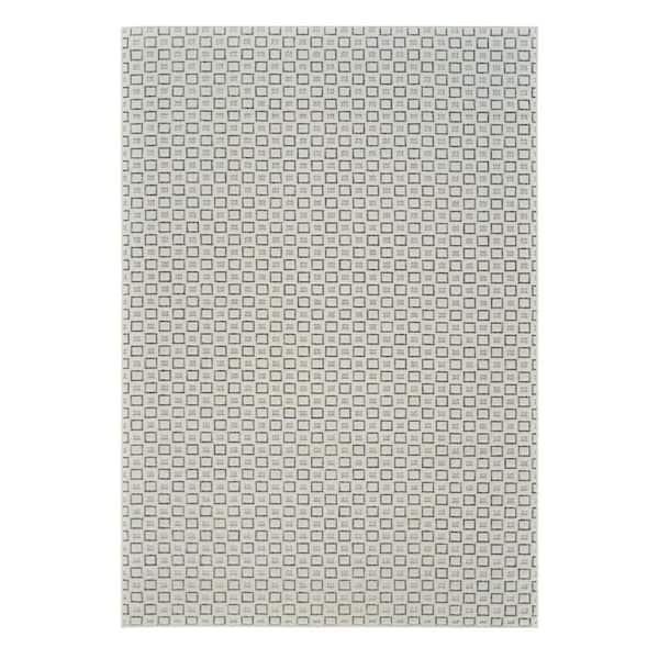Cream, Beige 5 ft. x 7 ft. Woven Geometric Polypropylene Rectangle Indoor/Outdoor Area Rug