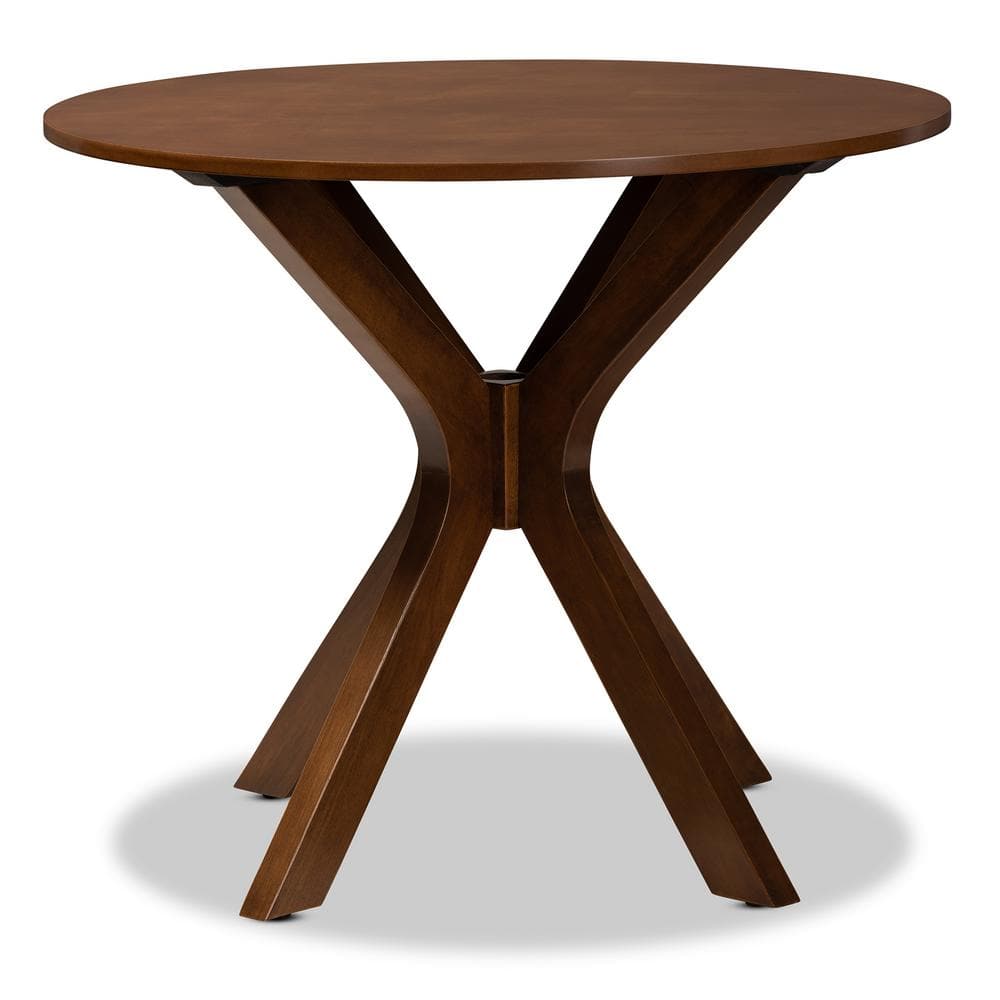 Kenji 35" Walnut Brown Round Wood Dining Table