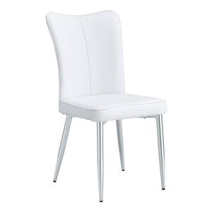 Modern White PU Leather Seat Dining Chairs Set of 4 for Kitchen, Living, Dining Room