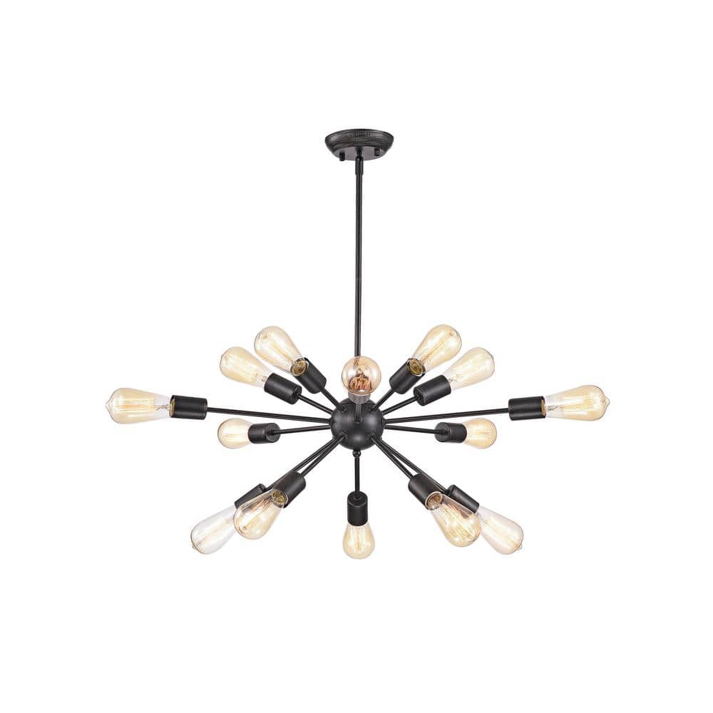 Lorena Black Iron 15-Light Sputnik Industrial Chandelier