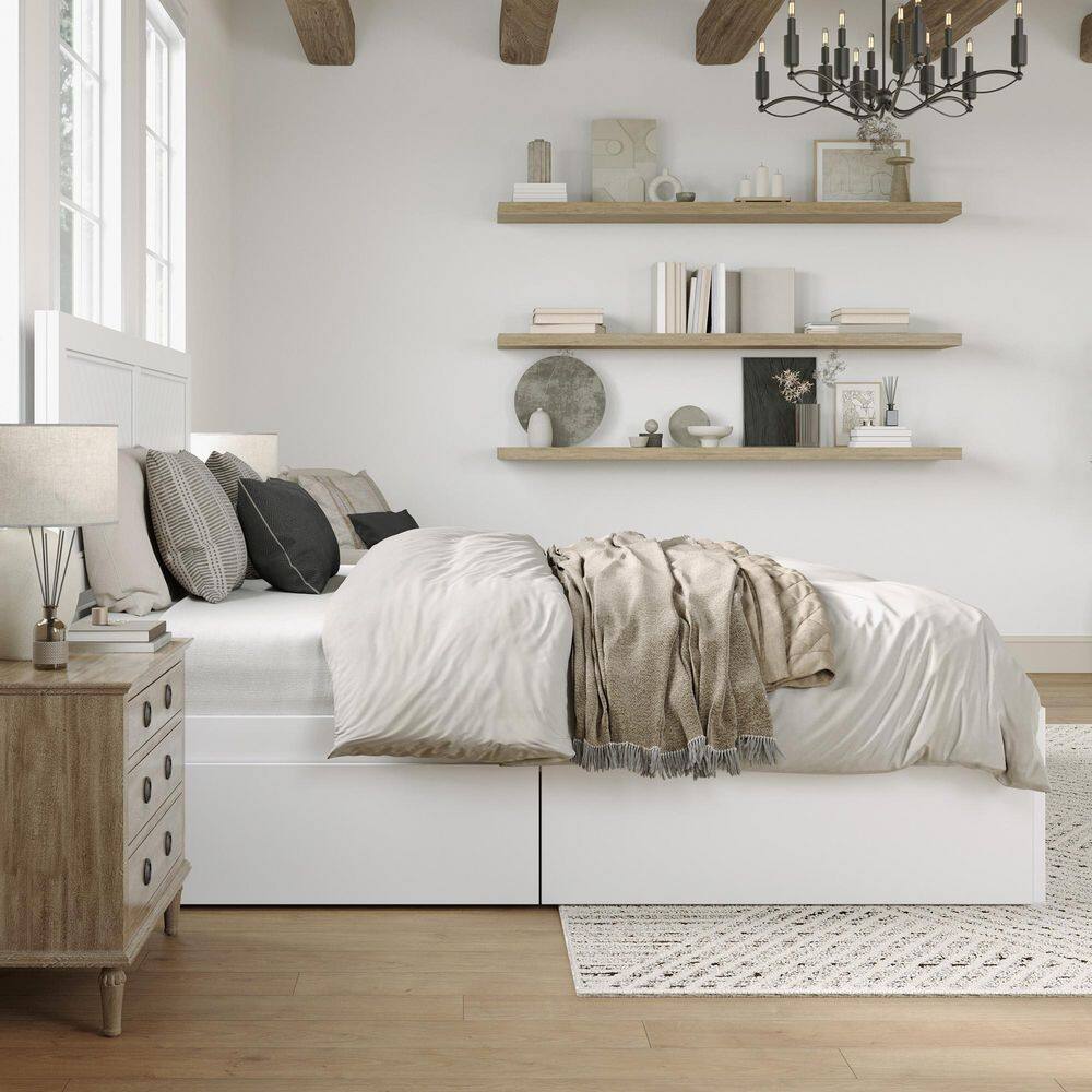 Canyon Walnut Brown Solid Wood Queen Platform Bed Frame with Matching Footboard and Storage Drawers - thumbnail 3