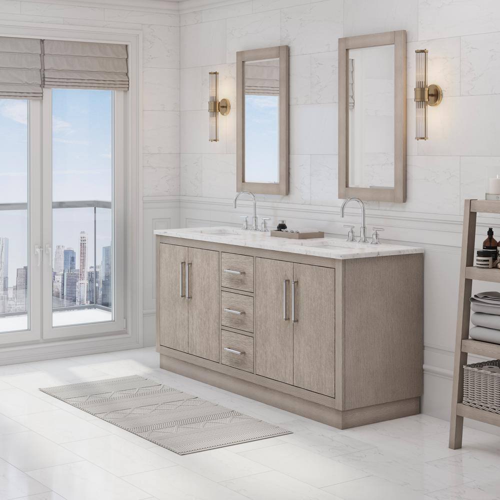 Hugo 72'' Gray Oak Double Vanity with Marble Top