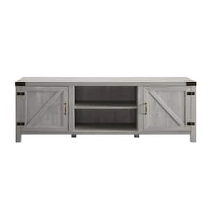 70 in. Stone Gray Wood TV Stand with Storage Doors (Max tv size 75 in.)