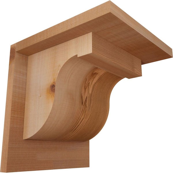 Ekena Millwork 7-1/2 in. x 8 in. x 8 in. Western Red Cedar Del Monte Smooth Corbel with Backplate