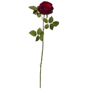 Indoor 33 in. Elegant Red Large Rose Artificial Flower (Set of 6)