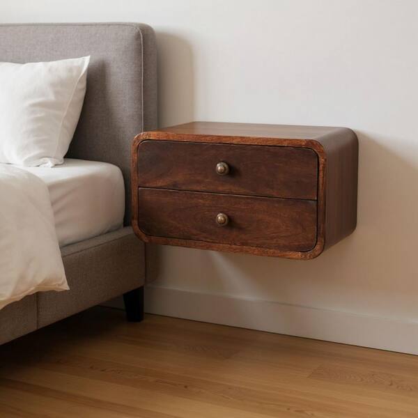 Brown 2-Drawer 17.70 in. Nightstand