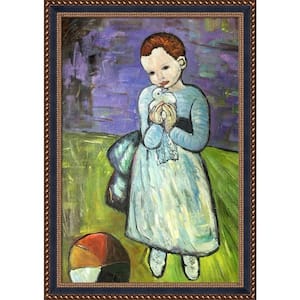 Child Holding a Dove by Pablo Picasso Verona Black and Gold Braid Framed Oil Painting Art Print 28.75 in. x 40.75 in.