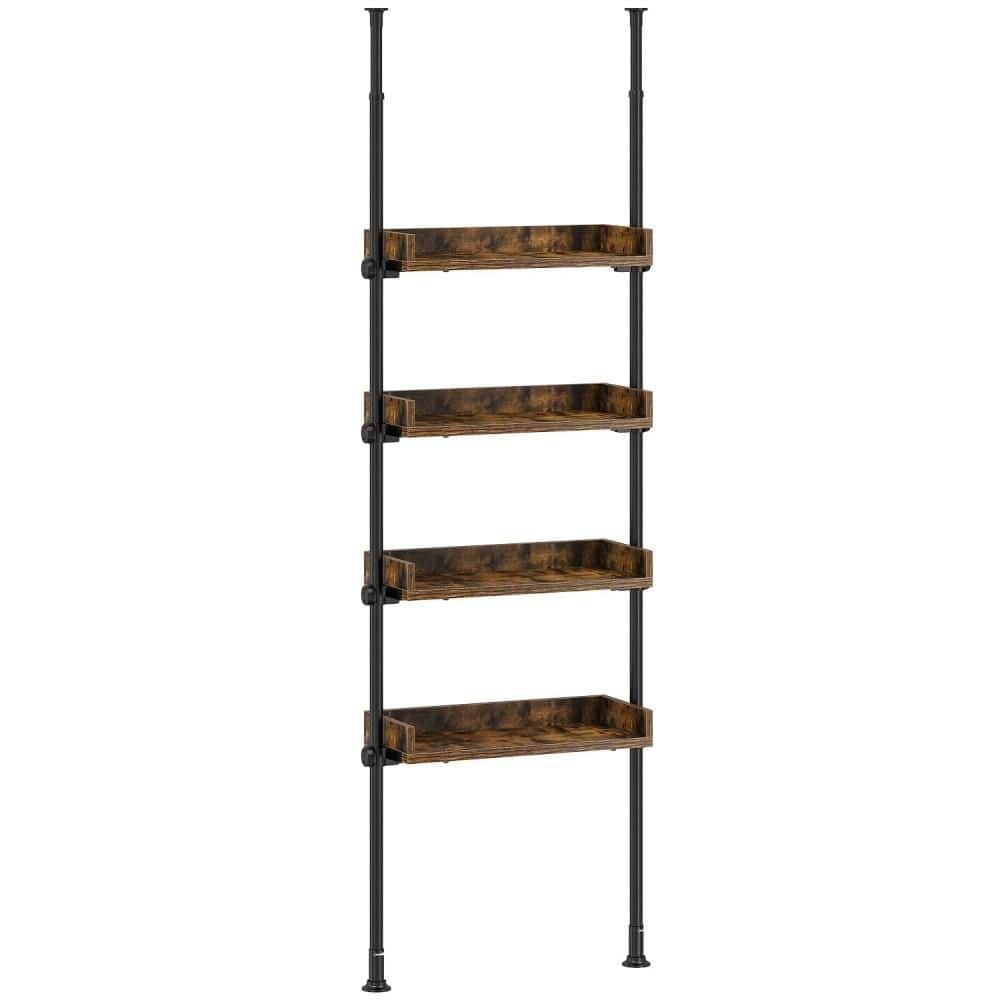 4-Tier Over The Toilet Bathroom Organizer, Adjustable Wood Shelves, 92 to 116 in. Tall, Narrow Cabinet, Rustic Brown price history on PriceWatchPro