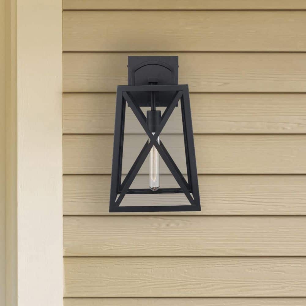 1 Light Black Outdoor Wall Light Fixture with Clear Glass price history on PriceWatchPro