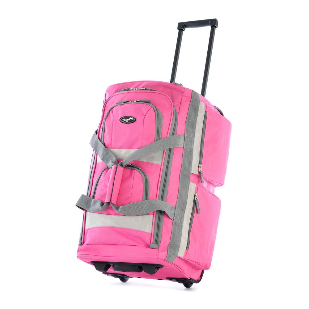 Olympia 22 8 Pocket Rolling Duffel Bag Hot Pink