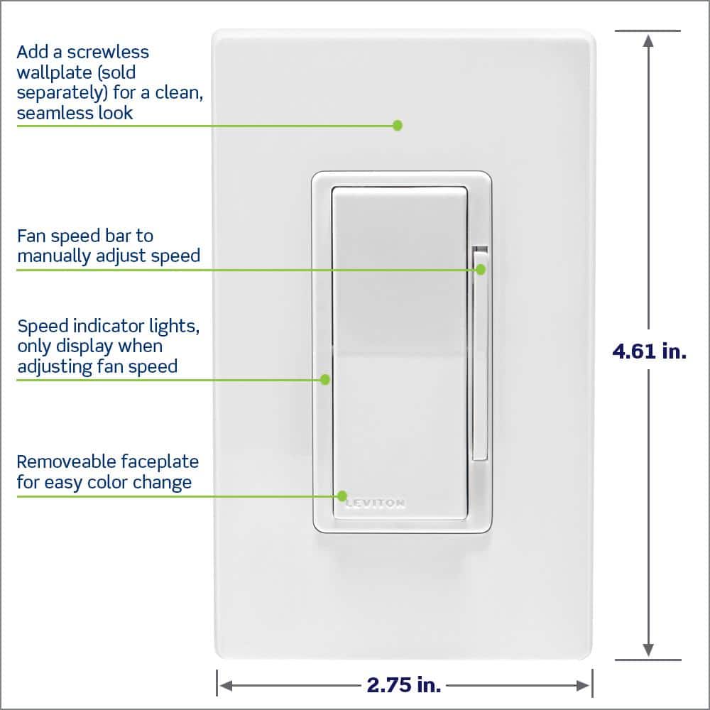 Matte White Smart 4-Speed Fan Controller with Z-Wave