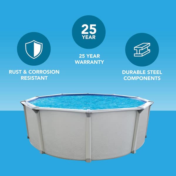Huntington 15 ft. Round 54 in. Deep Above Ground Hard Sided Starter Pool Package