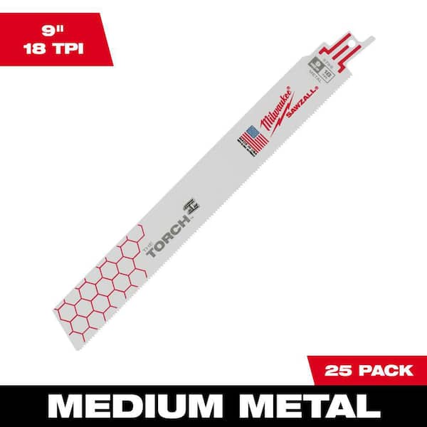 Milwaukee 9 in. 18 TPI TORCH Medium Metal Cutting SAWZALL Reciprocating Saw Blades (25-Pack)