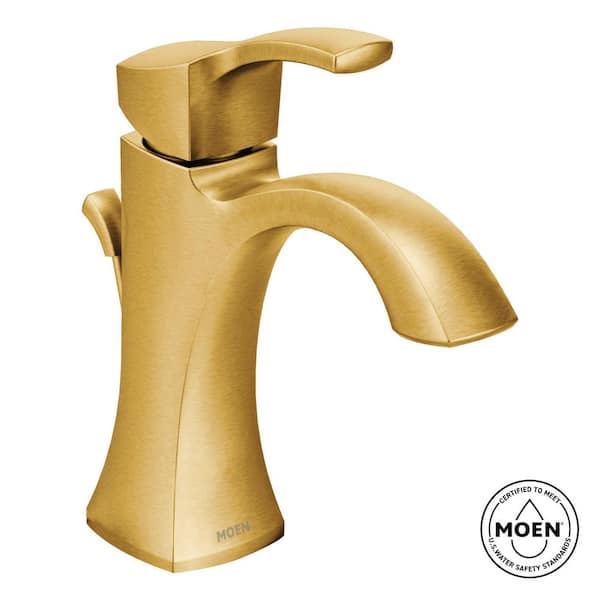 Voss Single Hole Single-Handle High-Arc Bathroom Faucet in Brushed Gold